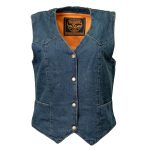 Milwaukee Leather MDL4000 Women’s Blue Plain Side 4 Snap Front Denim Vest - Image 5