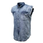 Milwaukee Leather MDM11684 Men’s Classic Light Blue Button-Down Cut Off Frayed Sleeveless Casual Shirt - Image 8