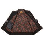 Milwaukee Leather MDM3037 Men’s Wrecker Club Vest – Black Denim & Leather, Diamond Quilt, Orange Stitch - Image 4