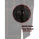 Milwaukee Leather MDM3037 Men’s Wrecker Club Vest – Black Denim & Leather, Diamond Quilt, Orange Stitch - Image 5