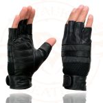 Milwaukee Leather MG7548 Men’s Black Leather Mesh Gel Palm Fingerless Reflective Motorcycle Gloves - Image 7