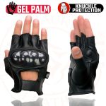 Milwaukee Leather MG7555 Men’s Black Leather Gel Padded Fingerless Motorcycle Gloves w/ Knuckle Protection - Image 5