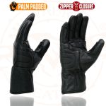 Milwaukee Leather MG7575 Men’s Black Premium Leather Long Wrist Gloves with Zipper Top - Image 5
