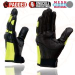 Milwaukee Leather MG7740 Women’s Padded Black Leather and Neon Green Mesh Racing Motorcycle Rider Gloves - Image 5
