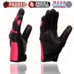 Milwaukee Leather MG7740 Women’s Black Leather and Hot Pink Mesh Racing Motorcycle Gloves W/ Padded Knuckle and Fingers - Image 5