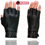 Milwaukee Leather MG7761 Women’s Black Leather Gel Palm Fingerless Motorcycle Hand Gloves W/ Stylish ‘Wrist Detailing’ - Image 6