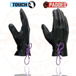 Milwaukee Leather MG7771 Women’s Black/ Purple ‘I – Touchscreen Compatible’ Laced Wrist Motorcycle Hand Gloves W/ Gel Palm - Image 5