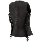 Milwaukee Leather MLL4565 Women’s Black Fringed Leather Rivet Detail Side Buckle and Zipper Motorcycle Rider Vest - Image 9