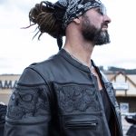 Milwaukee Leather MLM1500 Men’s Crossover Black Leather Scooter Jacket with Reflective Skulls - Image 7