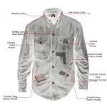 Milwaukee Leather MLM1612 Men’s Distressed Grey Casual Biker Rider Leather Shirt w/ Vintage 5 Cent Buffalo Buttons - Image 7