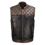 Milwaukee Leather MLM3529 Men’s Black & Brown Paisley Lined Leather Vest w/ Accent Stitching & Armhole Trim - Image 8