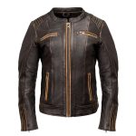 Milwaukee Motorcycle Clothing Co. Women’s Rebel Scooter Style Vinage Brown Leather Jacket w/ Mandarin Collar MMC20003 - Image 13
