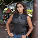 Milwaukee Motorcycle Clothing Co. Women’s Girls-Club Black Leather Scooter Style Vest w/ Mandarin Collar MMC40005 - Image 9