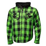 Milwaukee Leather Men’s Titans Green and Black Plaid Hooded Riding Shirt w/ CE Armor & Aramid Fiber Panels – MPM1659 - Image 14