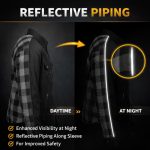 Milwaukee Leather Men’s Splitline Phantom 2-Tone CE Armored Protective Flannel – Kevlar Reinforced – MPM1670 - Image 4
