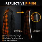 Milwaukee Leather Men’s Splitline Molten 2-Tone CE Armored Protective Flannel – Kevlar Reinforced – MPM1672 - Image 4
