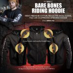 Milwaukee Leather Men’s Bare Bones Black Reflective Skull CE Armored Riding Hoodie, Shoulder & Elbow Armor – MPM1797 - Image 4