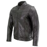 Milwaukee Leather Men’s Black Cafe Racer Leather Jacket with Snap Button Collar SFM1835 - Image 5