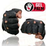 Milwaukee Leather SH195 Men’s Black Leather Perforated Gel Padded Palm Fingerless Motorcycle Hand Gloves W/ ‘Open Knuckle’ - Image 8