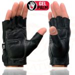 Milwaukee Leather SH198 Men’s Black Leather Gel Padded Palm Fingerless Motorcycle Gloves w/ Orange Flame Embroidery - Image 6