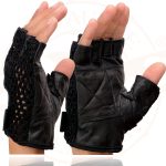 Milwaukee Leather SH219 Men’s Black Leather Gel Padded Palm Fingerless Motorcycle Hand Gloves W/ Breathable ‘Mesh Material’ - Image 5