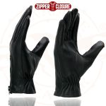 Milwaukee Leather SH226D Men’s Black Unlined Leather Lightweight Motorcycle Hand Gloves W/ Wrist Zipper Closure - Image 5