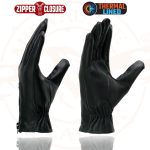 Milwaukee Leather SH226TH Men’s Black Thermal Lined Leather Motorcycle Hand Gloves W/ Wrist Zipper Closure - Image 5