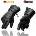 Milwaukee Leather SH233 Men’s Black Leather Warm Lining Gauntlet Motorcycle Hand Gloves W/ Double Strap Cuff Pull-on Closure - Image 6