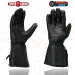 Milwaukee Leather Men’s Gauntlet Motorcycle Hand Gloves-Black Leather Thermal Lined with Conchos on Cuff- SH238 - Image 5
