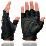 Milwaukee Leather SH352 Men’s Black Leather Gel Padded Palm Fingerless Motorcycle Hand Gloves W/ ‘Embroidered Flaming Eagle’ - Image 5