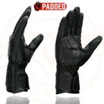 Milwaukee Leather SH451 Men’s Black Leather Gauntlet Racing Motorcycle Hand Gloves with Wrist and Knuckle Padding Protection - Image 5