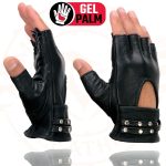 Milwaukee Leather SH461 Women’s Black Leather Gel Palm Fingerless Motorcycle Hand Gloves - Image 5