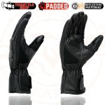 Milwaukee Leather SH607 Men’s Black Leather Gauntlet Padded Back Racing Motorcycle Hand Gloves W/ Reflective Piping. - Image 6