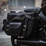 Milwaukee Leather SH66601ZB Black Zip-Off Double Pocket Studded PVC Throw Over Saddlebags - Image 6