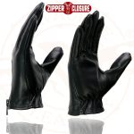 Milwaukee Leather SH722 Women’s Black Unlined Leather Lightweight Motorcycle Hand Gloves W/ Wrist Zipper Closure - Image 6
