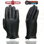 Milwaukee Leather SH728 Women’s Classic Black Leather Motorcycle Gloves with Zipper Closure - Image 6