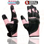 Milwaukee Leather SH802 Women’s Black and Pink Leather with Mesh Racing Gloves - Image 5