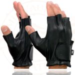 Milwaukee Leather SH850 Men’s Black Premium Deer Skin Leather Gel Padded Palm Fingerless Motorcycle Gloves - Image 5