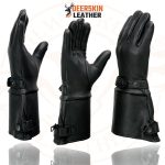 Milwaukee Leather SH857 Men’s Long Cuff Thermal Lined USA Deerskin Black Leather Gauntlet Motorcycle Gloves - Image 5