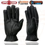 Milwaukee Leather SH866 Men’s Thermal Lined USA Deerskin Leather Black Motorcycle Gloves w/ Zipper Closure - Image 5
