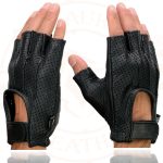 Milwaukee Leather SH877 Men’s Fingerless USA Deerskin Black Perforated Leather Motorcycle Gloves w/ Gel Palm - Image 5