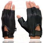 Milwaukee Leather SH878 Men’s Fingerless USA Deerskin Black Leather Motorcycle Rider Gloves w/ Gel Padded Palm - Image 5