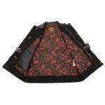 Milwaukee Leather MDM3036 Men’s Wrecker Club Vest – Black Denim & Leather, Diamond Quilt, Red Stitch - Image 4