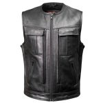 Milwaukee Motorcycle Clothing Co. Men’s Quick-Draw Stylesh Premium Black Leather MC Biker Vest MMC30001 - Image 15