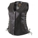 Milwaukee Leather LKL4710 Women’s Black Premium Leather Motorcycle Biker Rider Vest w/ Snap Button Closure - Image 9