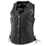 Milwaukee Leather LKL4711 Women’s Black Premium Leather Motorcycle Vest with Side Lace Adjustment - Image 6