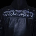 Milwaukee Leather Men’s Futile CE Armored Leather Motorcycle Jacket w/ Hoodie Liner, Reflective Skull – LKM17016 - Image 5