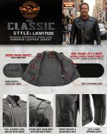 Milwaukee Leather Men’s Classic Armored Black Leather Motorcycle Jacket w/ CE Armor – LKM17020 - Image 5