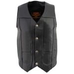 Milwaukee Leather LKM3700 Men’s Classic Black Leather Motorcycle Rider Vest w/ Buffalo Nickel Snaps Closure - Image 5