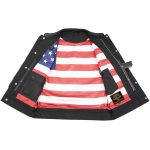 Milwaukee Leather LKM3780 Men’s Black Premium Leather Motorcycle Rider Vest w/ Red Stitching and USA Inside Flag Lining - Image 6